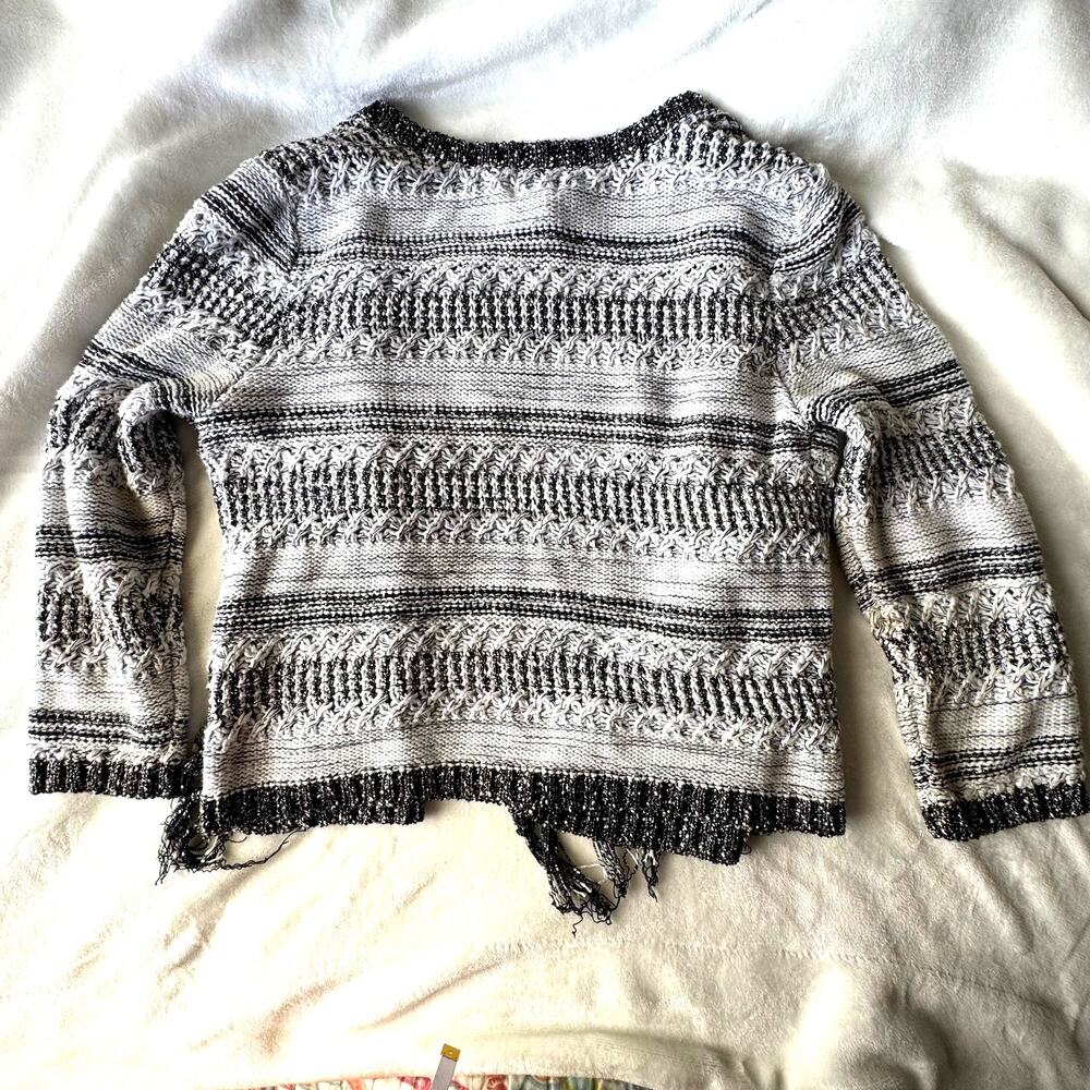 Ruby Rd Black, White And Metallic Open Cardigan S… - image 2